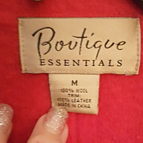 CHERRY RED MOHAIR BLAZER W/ LEATHER TRIM - Picture 4 of 4